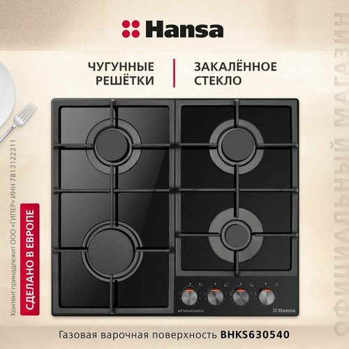 Газовая варочная панель Hansa BHKS630540, черный