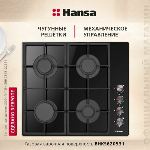 Газовая варочная панель Hansa BHKS620531, черный